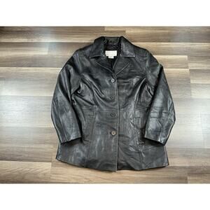VTG 90’s Nine West Women's Leather Jacket Black Buttery Leather Sz XL Retro Y2K
